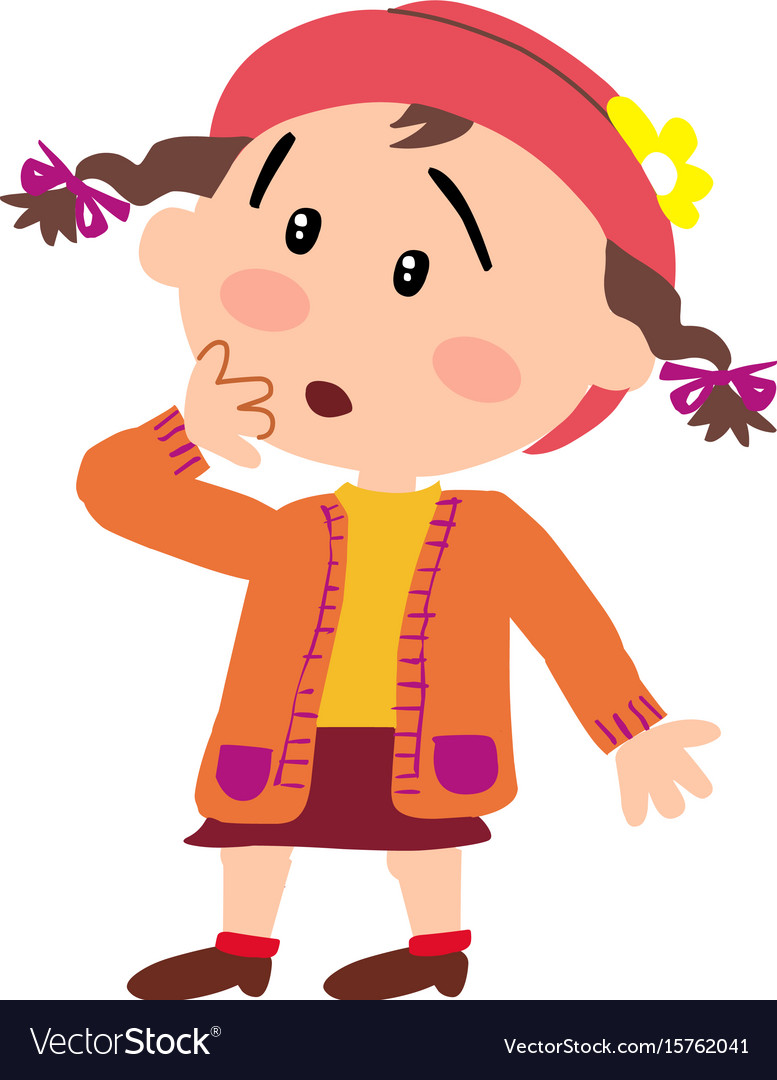 Cartoon character girl in surprise Royalty Free Vector Image