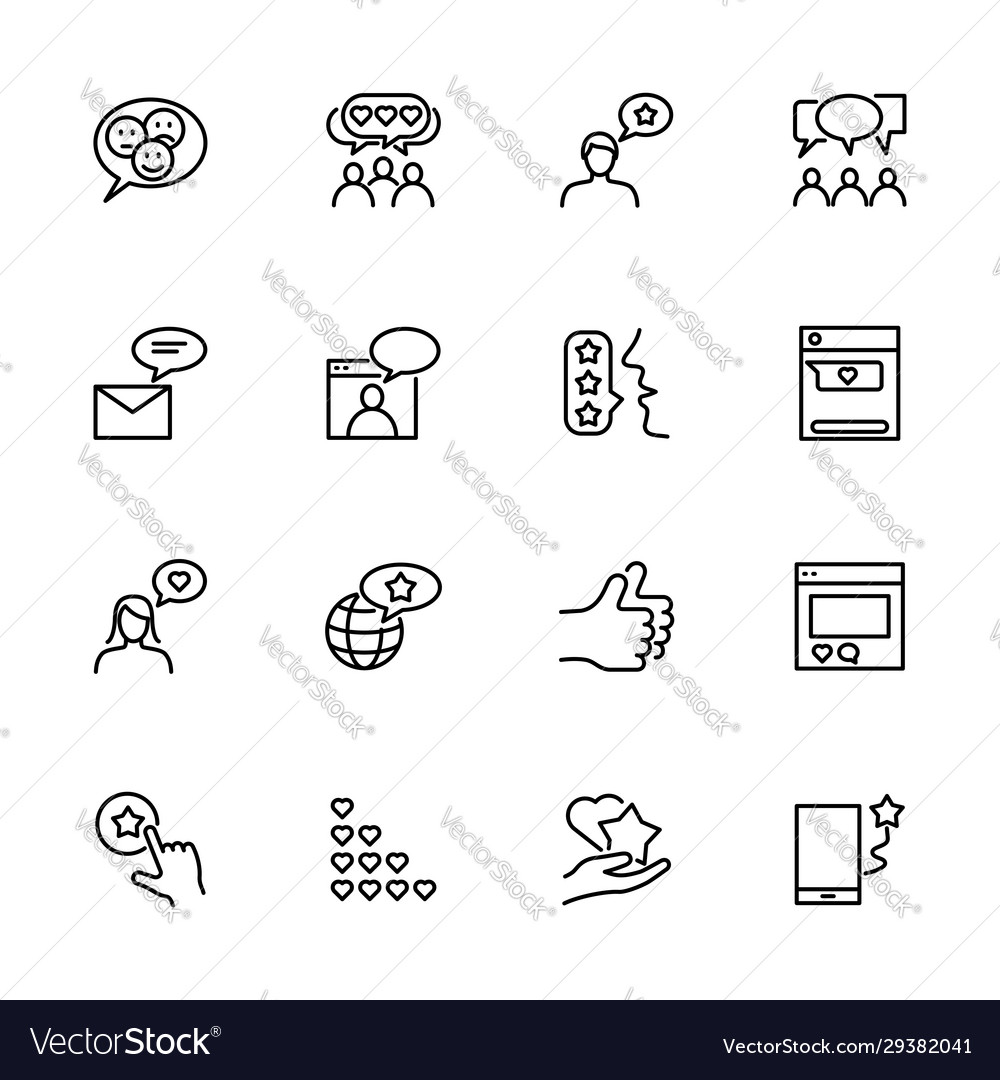 Feedback testimony and review related line icon Vector Image