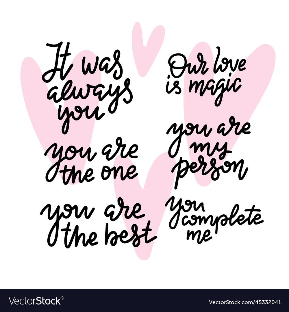 Romantic Quotes Valentine Lettering Love Vector Image 0591