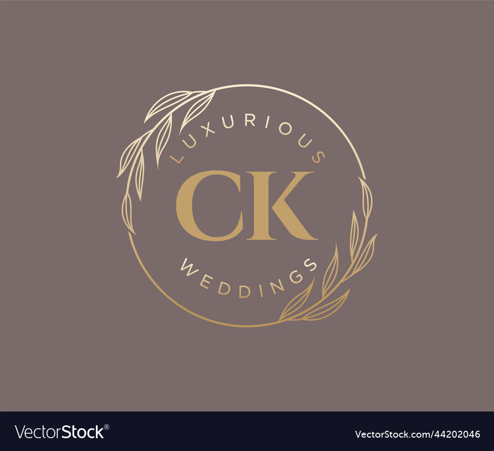 Ck Initials Letter Wedding Monogram Logos Vector Image