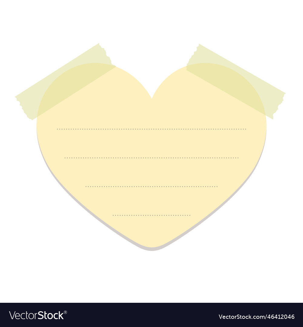 heart-shape-yellow-sticky-note-valentines-day-vector-image