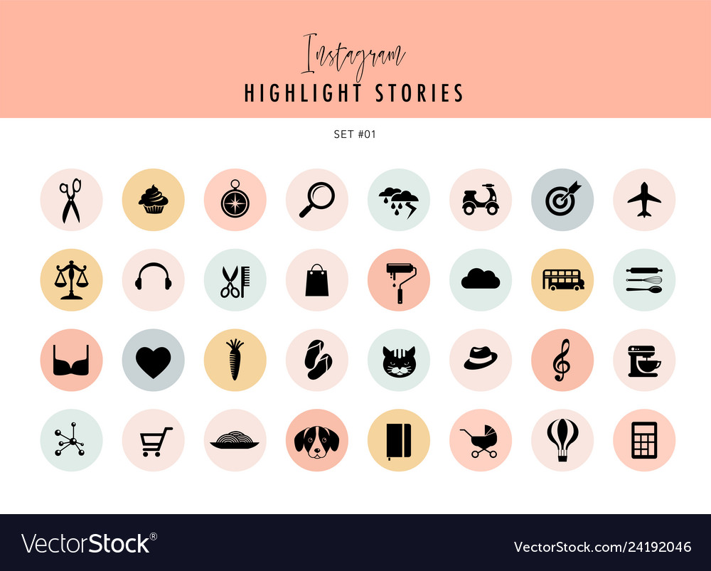 Instagram highlights stories covers icons Vector Image