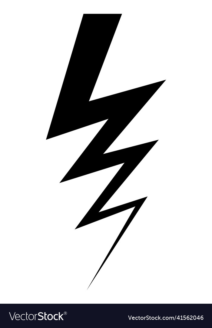 Lightning icon black zig zag silhouette Royalty Free Vector