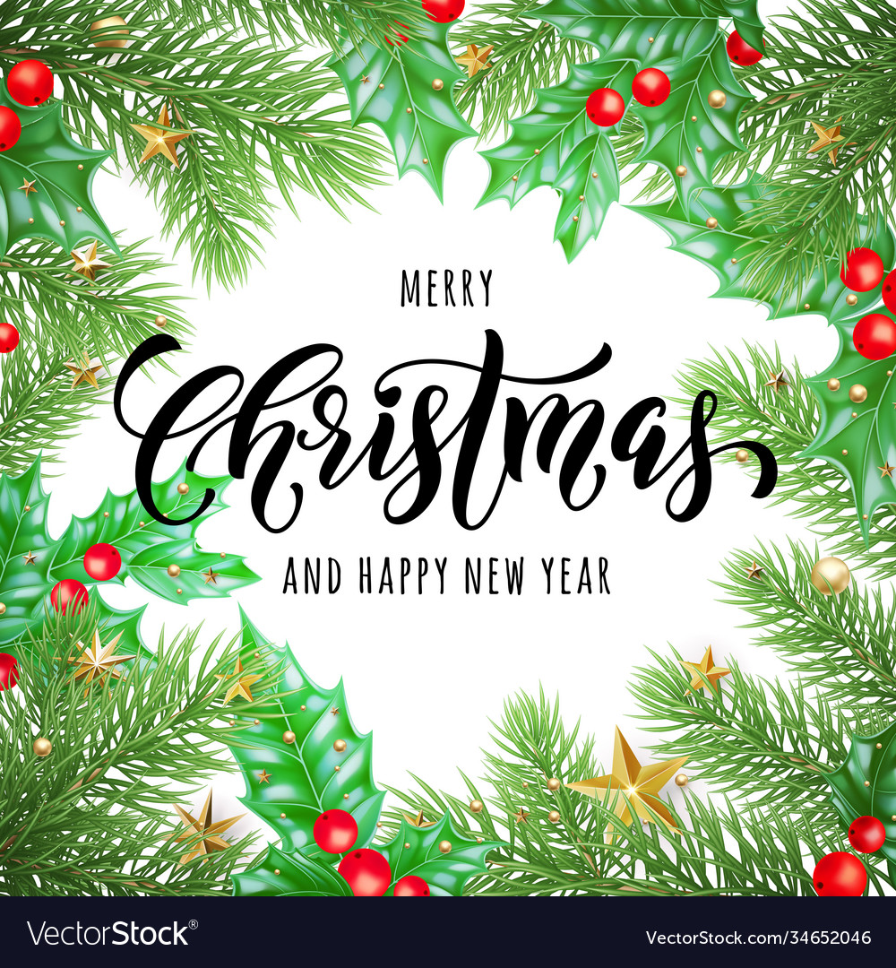 Merry christmas and happy new year hand drawn Vector Image