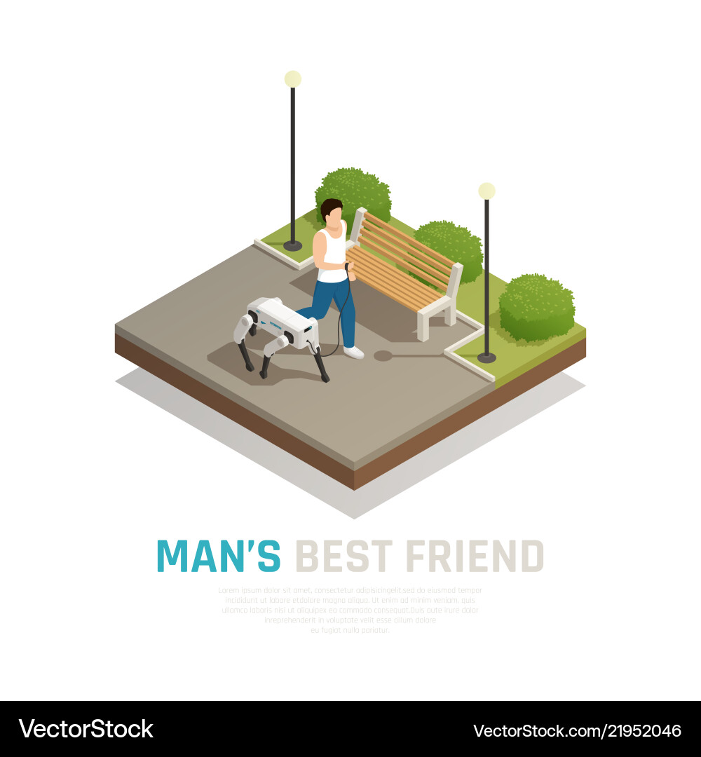 Robot dog isometric composition Royalty Free Vector Image