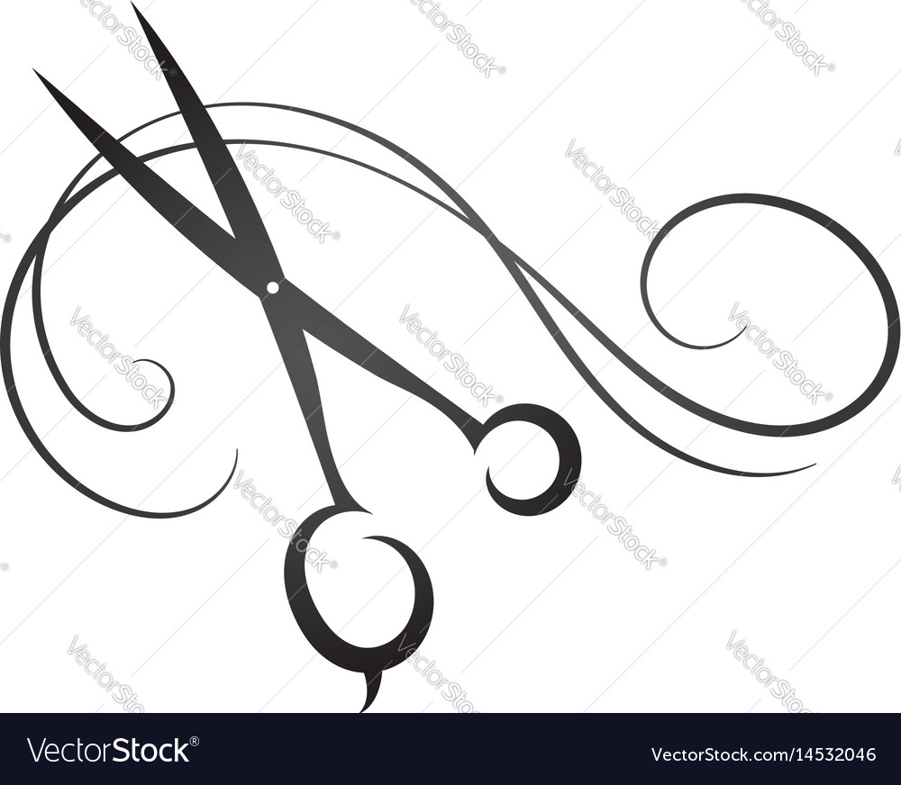 Scissors and hair sign Royalty Free Vector Image