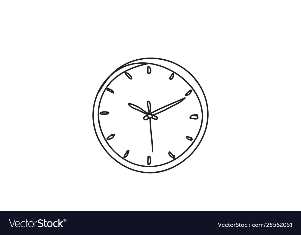 Alarm clock line drawing style design Royalty Free Vector