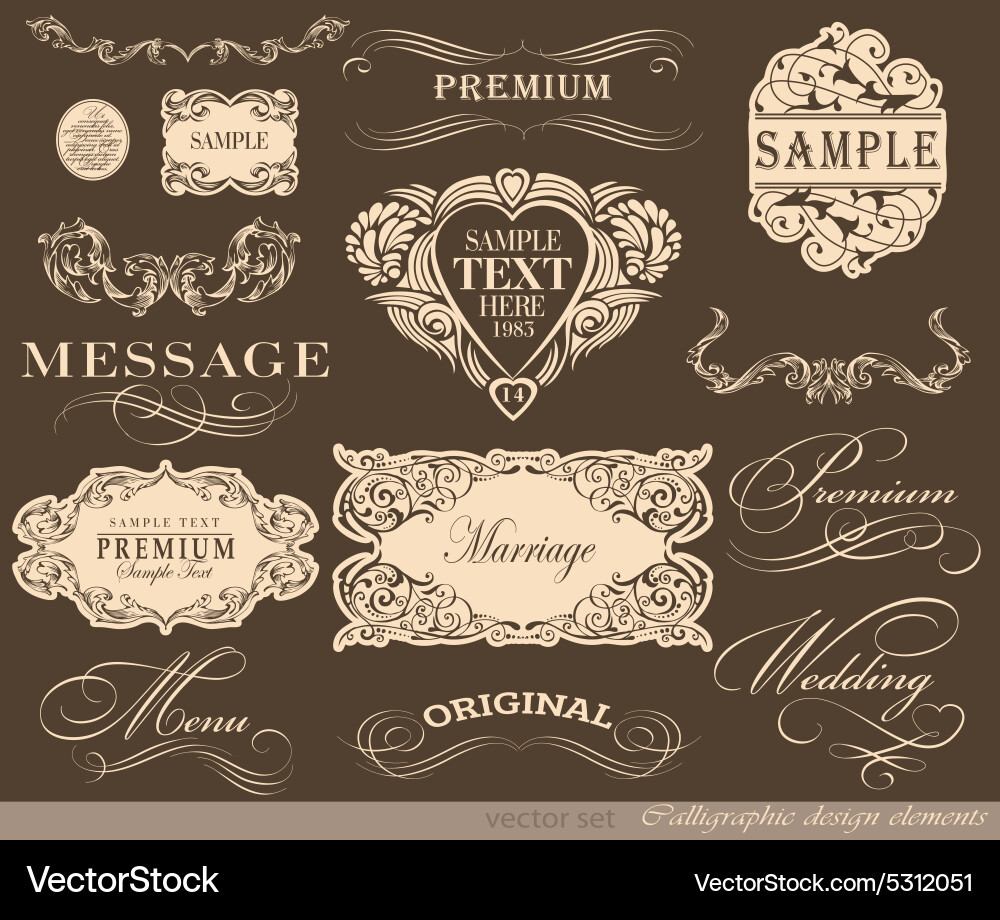 Calligraphic design elements Royalty Free Vector Image