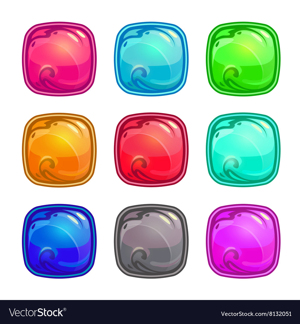 Colorful square buttons set Royalty Free Vector Image