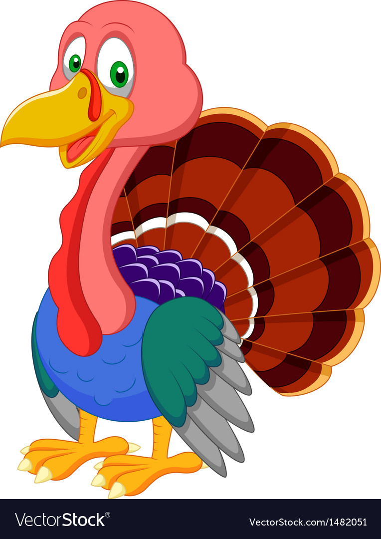 Cute turkey cartoon Royalty Free Vector Image - VectorStock