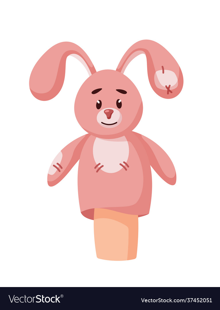 Cutie bunny rabbit hand puppet isolated on white Vector Image