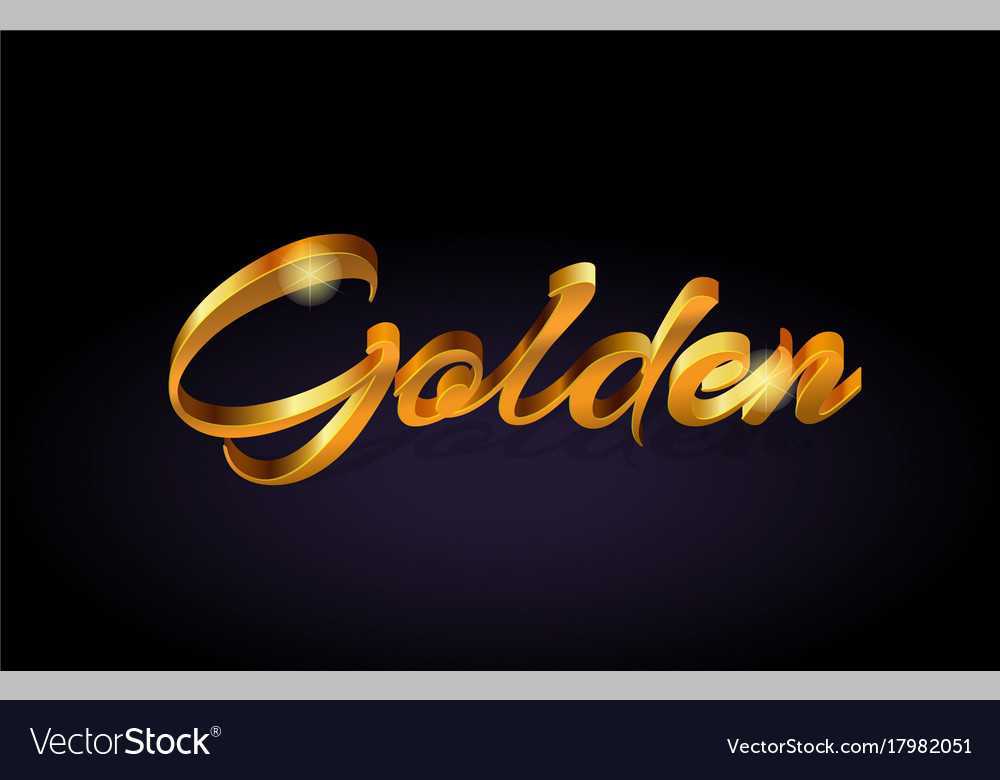 Golden gold text word on purple background Vector Image