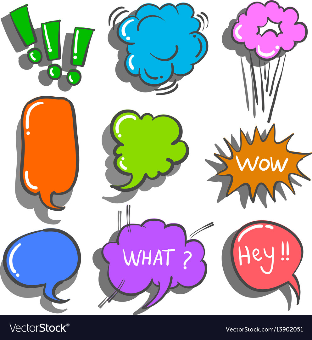 Text balloon style doodles collection Royalty Free Vector