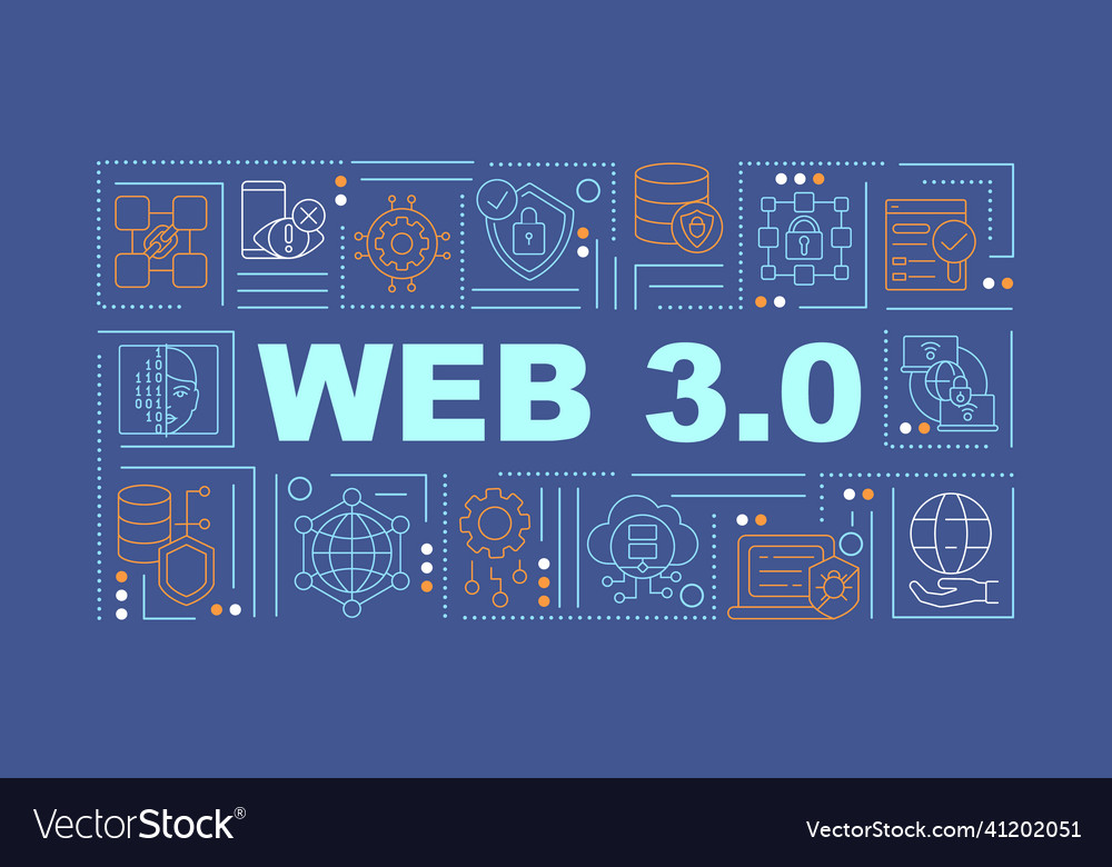 Web 3 0 word concepts navy banner low code Vector Image