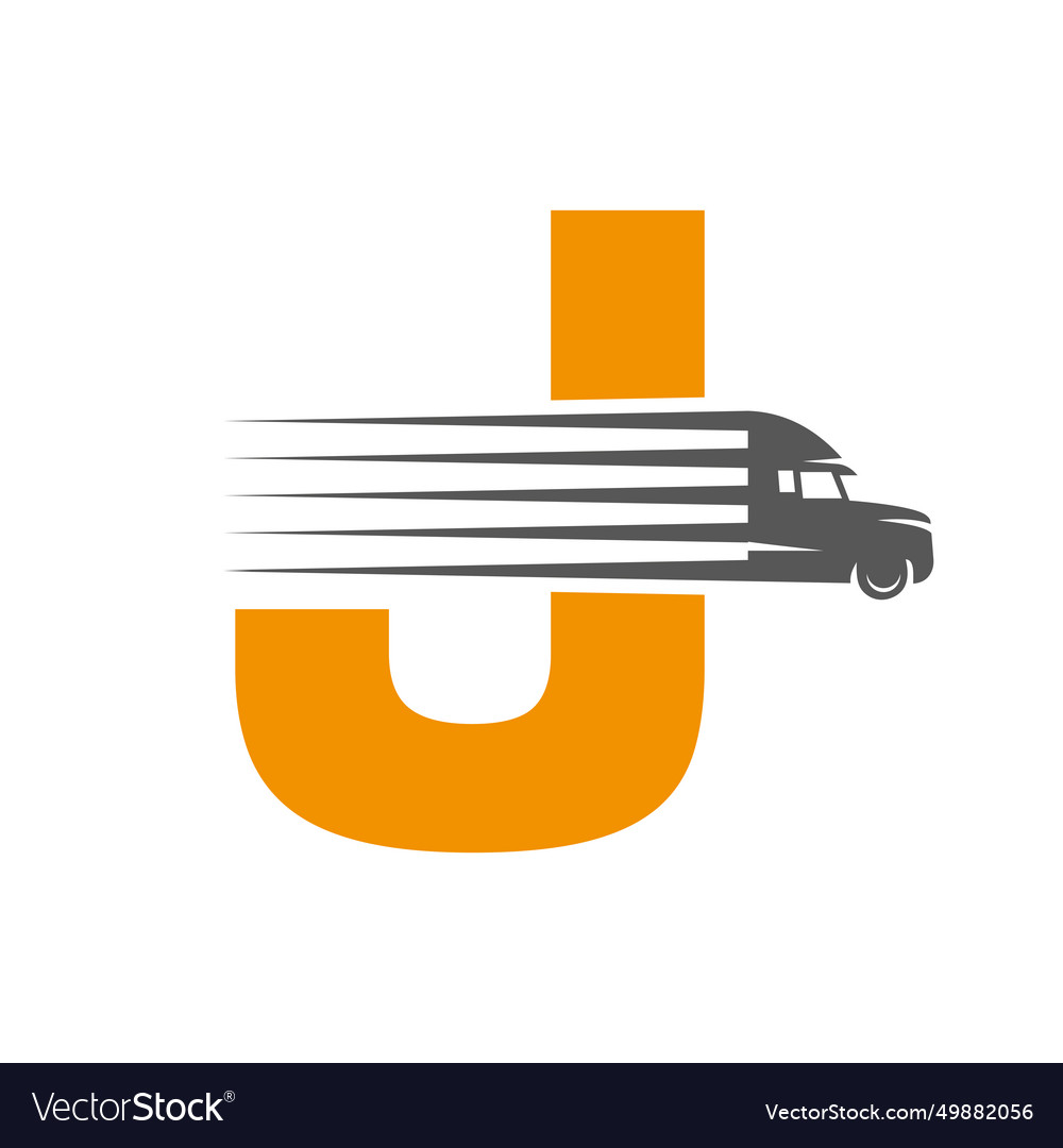 Initial letter j truck logo for transportation Vector Image