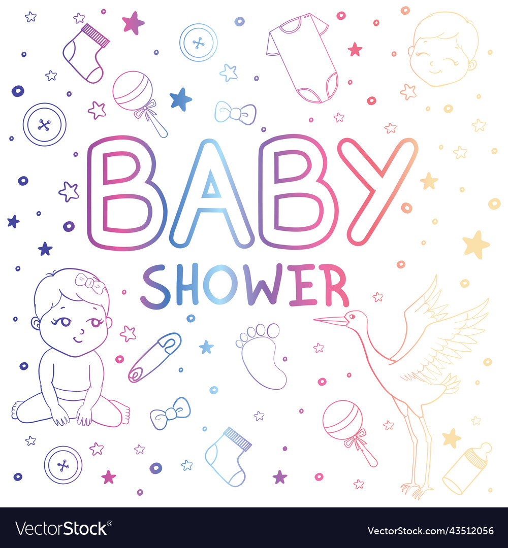 Inscription baby shower greeting card with baby Vector Image