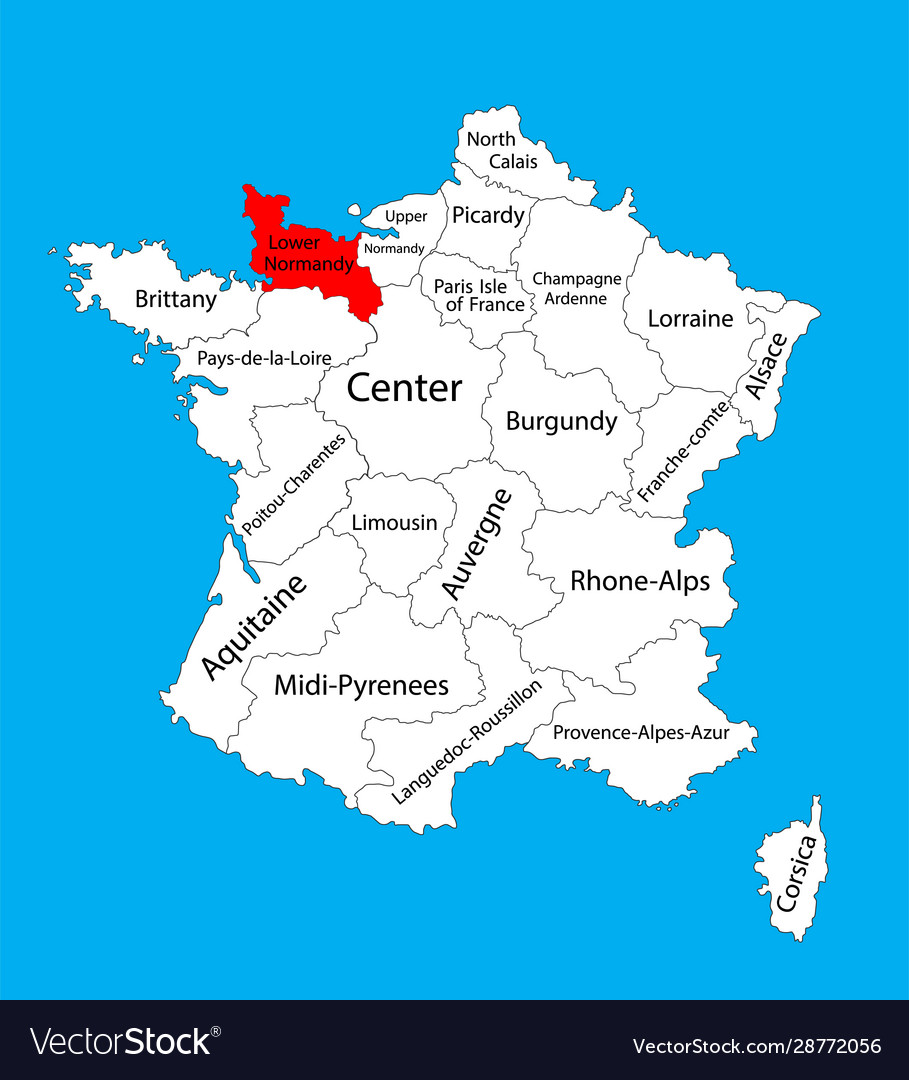 Where Is Normandy France On A Map Map state lower normandy france Royalty Free Vector Image