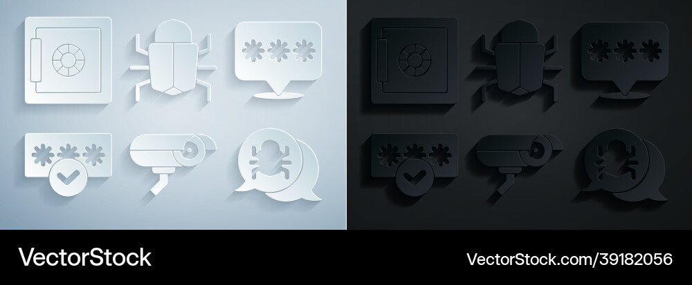 Set security camera password protection system Vector Image
