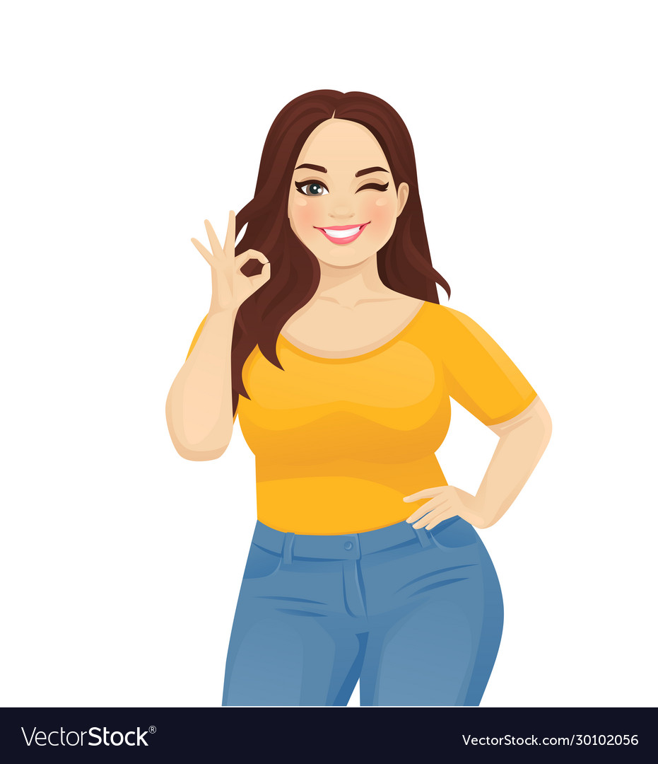 Young Big Woman Royalty Free Vector Image Vectorstock