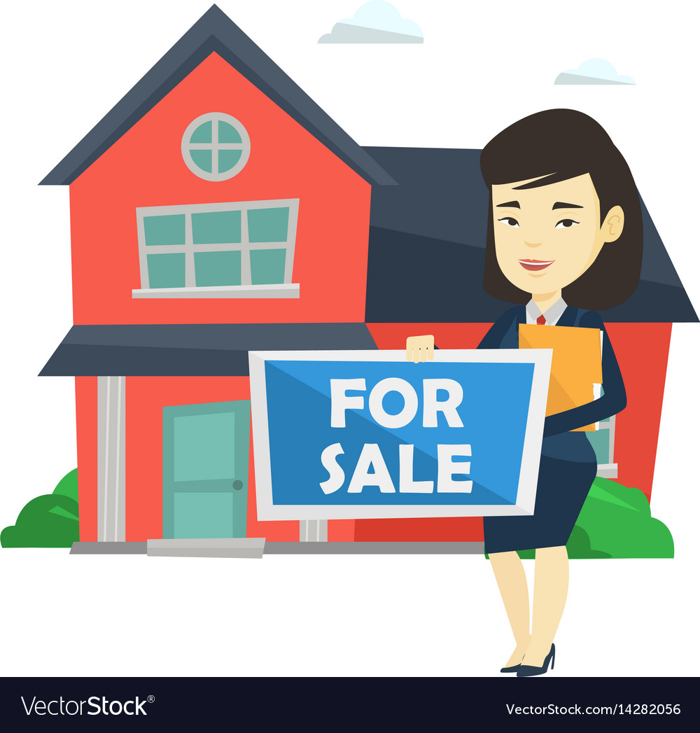 Young female realtor offering house Royalty Free Vector