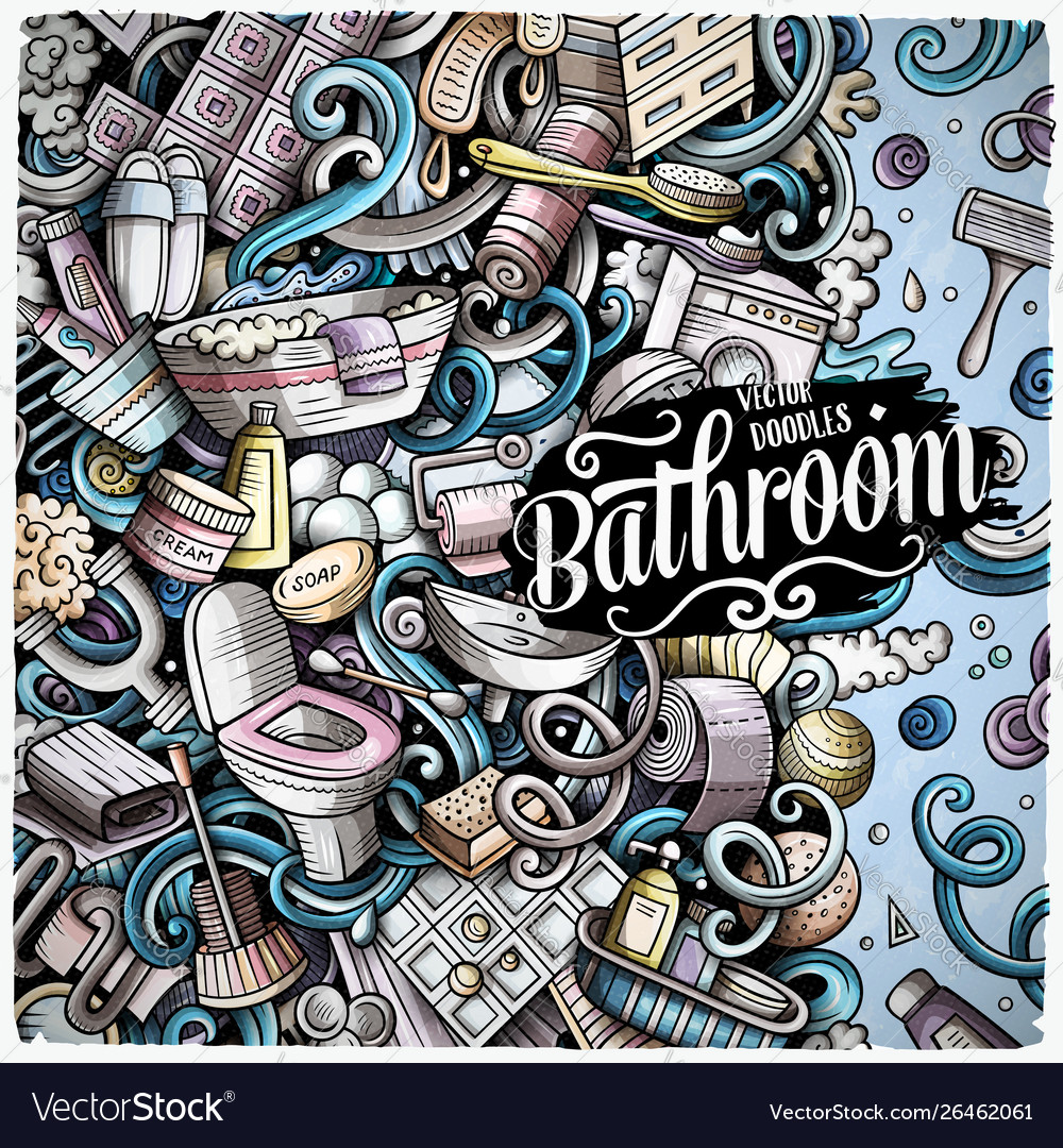 Bathroom hand drawn doodles Royalty Free Vector Image