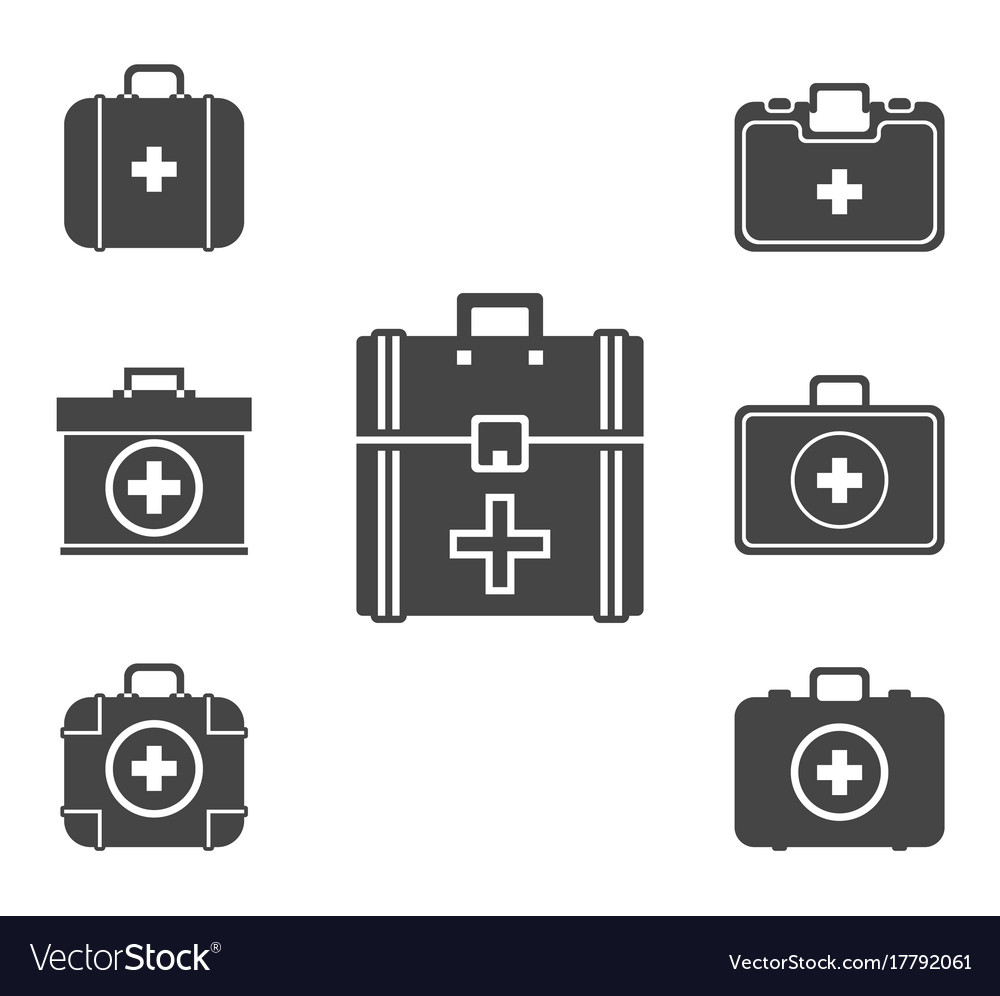 First aid kit icon set symbol