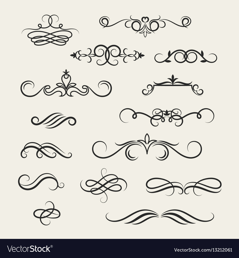 Download Flourish scroll design elements victorian Vector Image