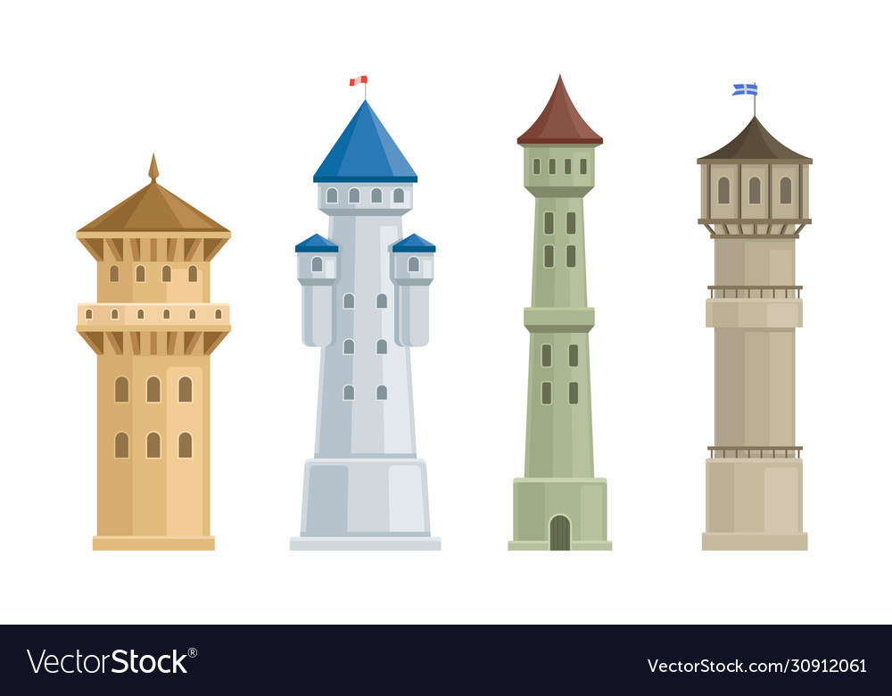 High stone towers with castellation walls Vector Image