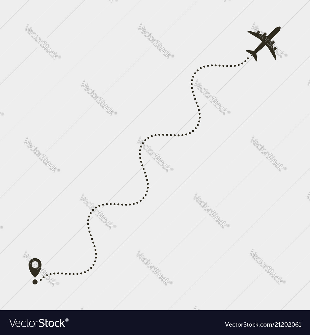 Plane With Dashed Path Lines Airplane Flight Vector Image Plane With Dashed Path Lines Airplane Flight Vector Image