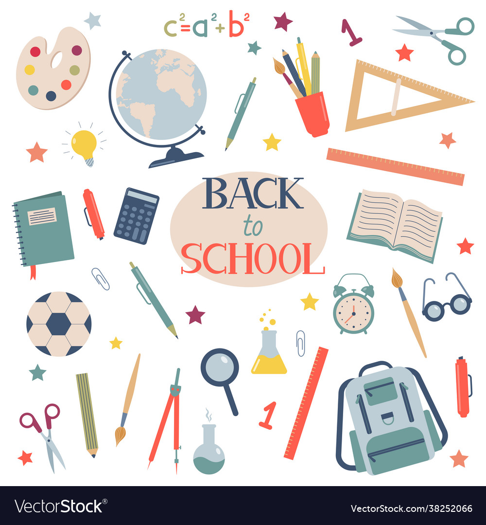 Back to school supplies set Royalty Free Vector Image