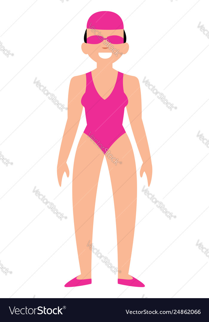 Female swimmer in pink swimming suit character Vector Image Female swimmer in pink swimming suit character Vector Image