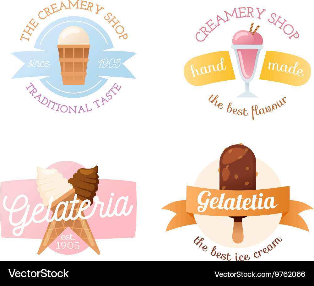 Icecream badge food logo Royalty Free Vector Image