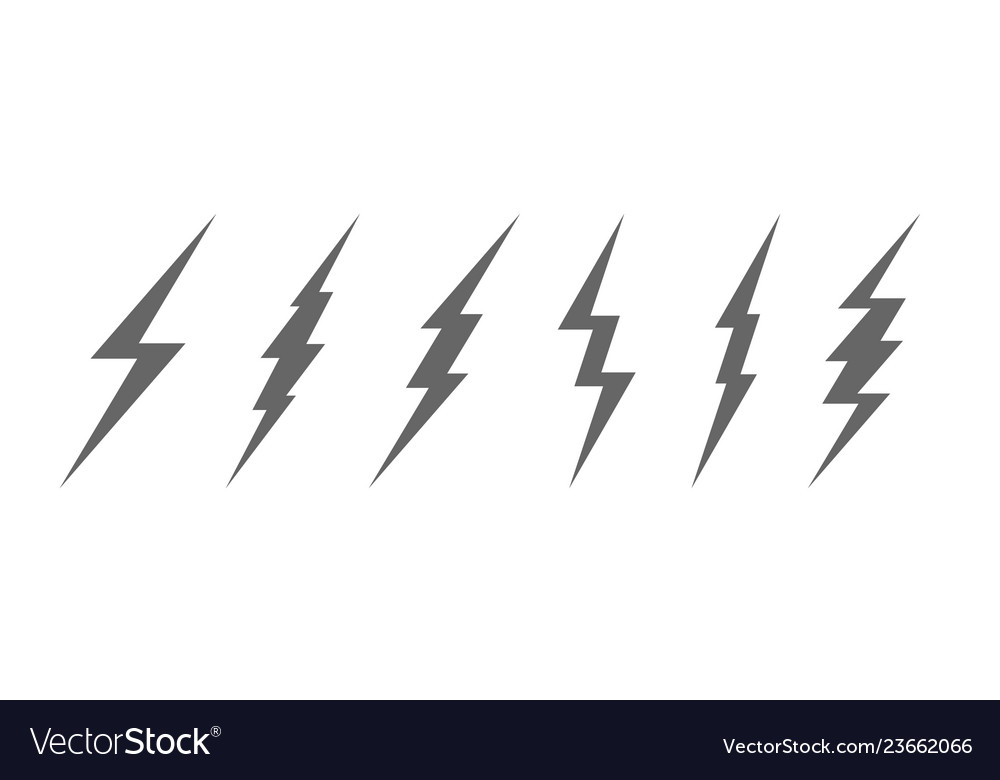 Lightning bolt set vector image Lightning bolt set