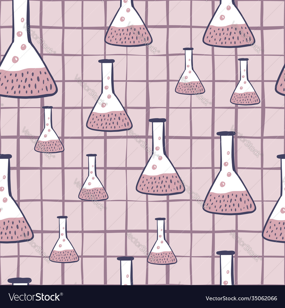 Random seamless chemistry pattern with glass bulb