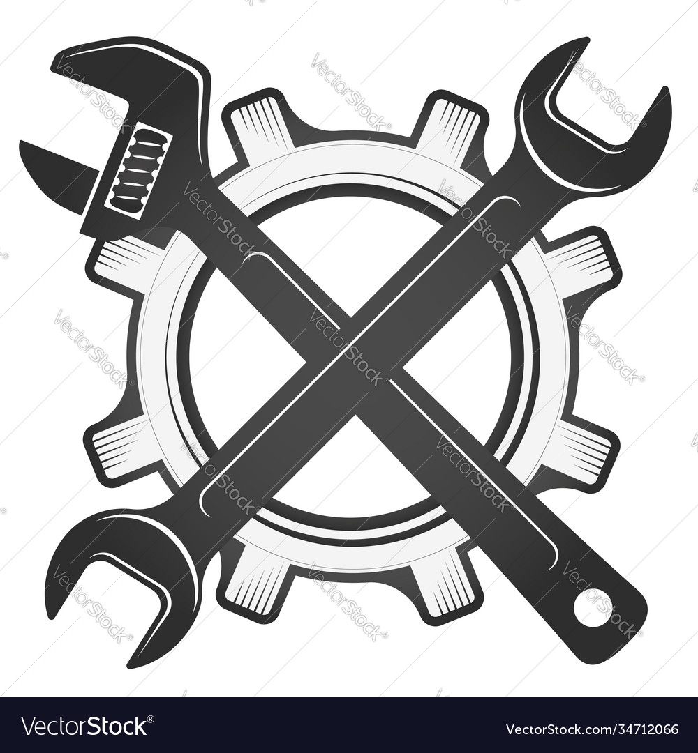 Wrenches tool and gear Royalty Free Vector Image