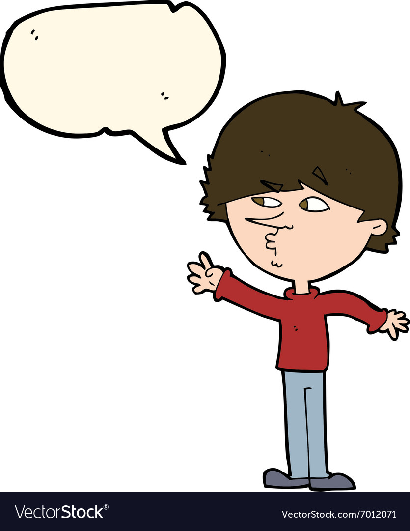 Cartoon worried man reaching with speech bubble Vector Image