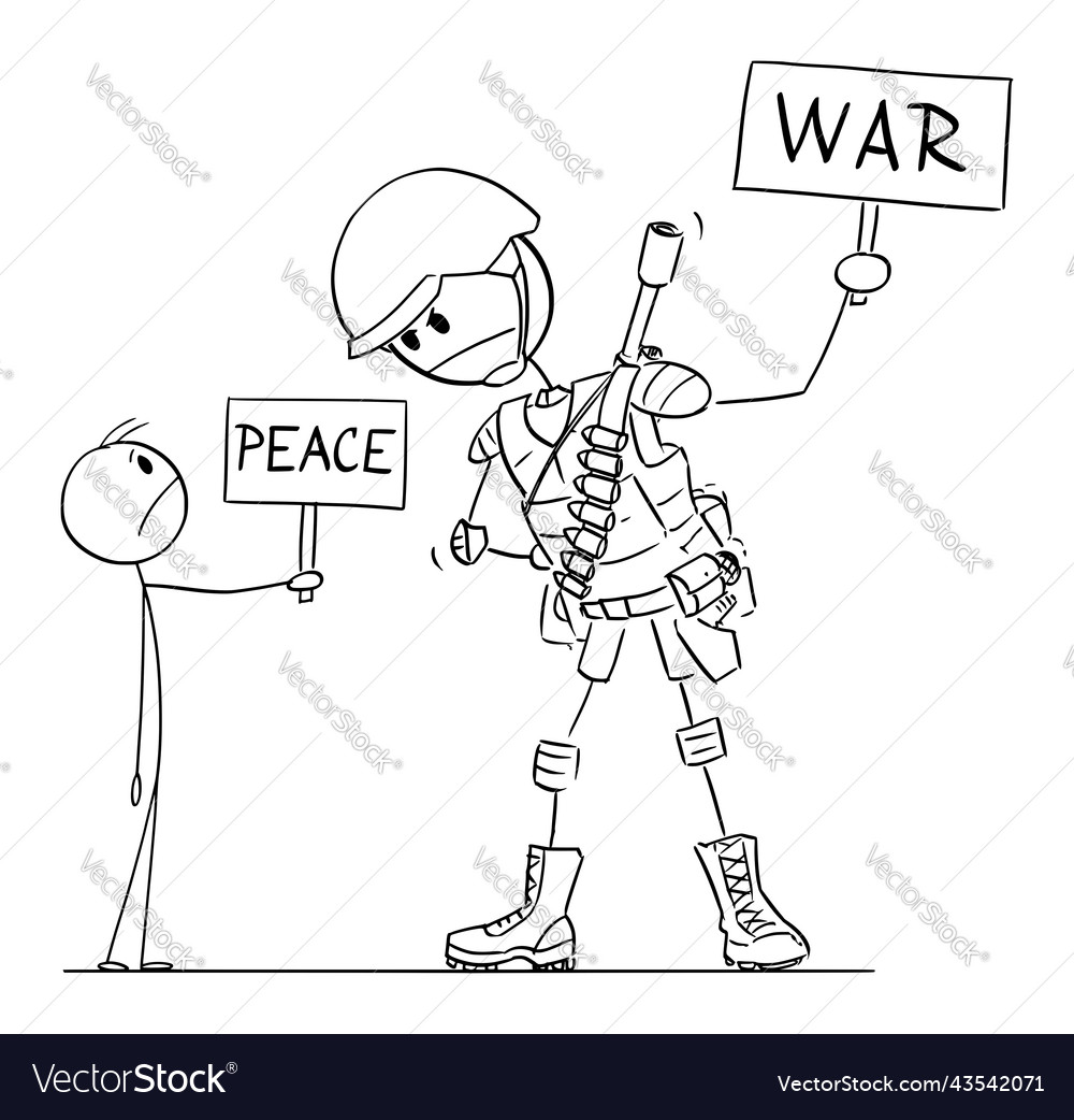 Civilian and armed soldier peace and war cartoon Vector Image Civilian and armed soldier peace and war cartoon Vector Image