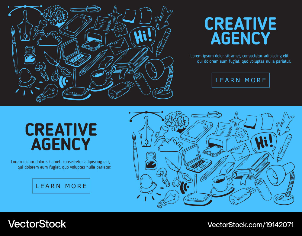 Creative Agency Website Banner Design With Vector Image
