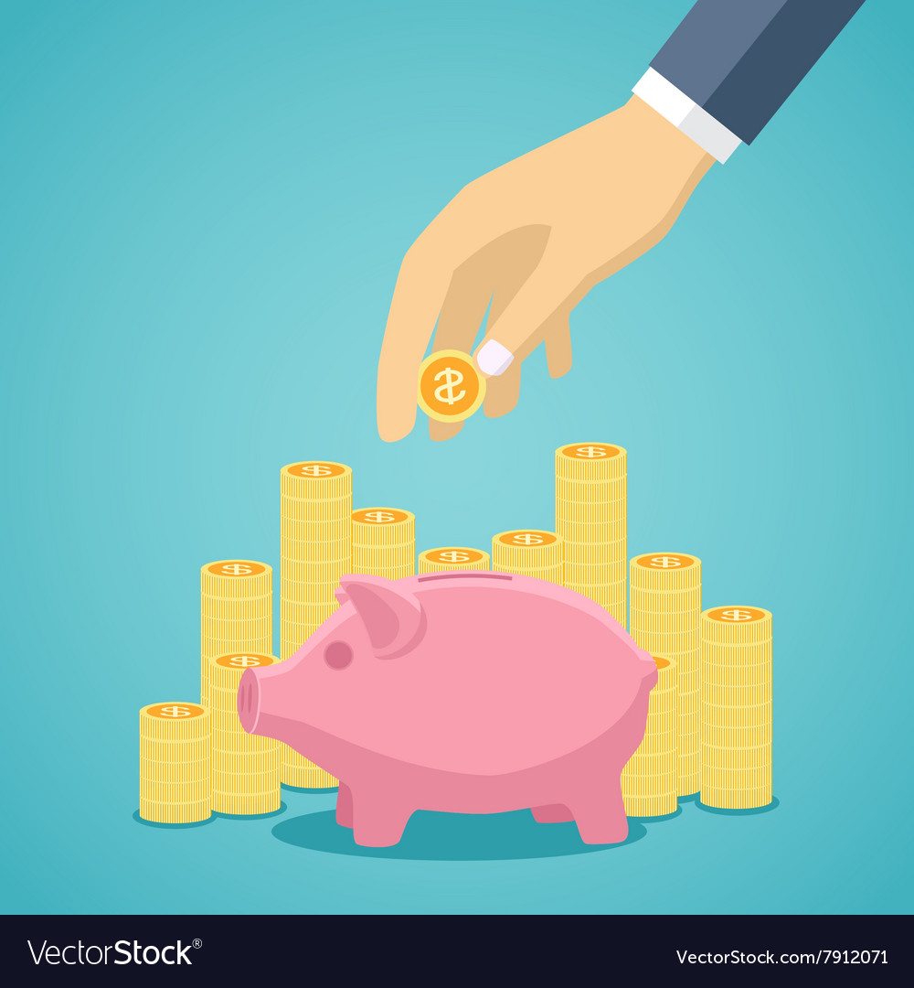 Money saving concept in flat style design Vector Image