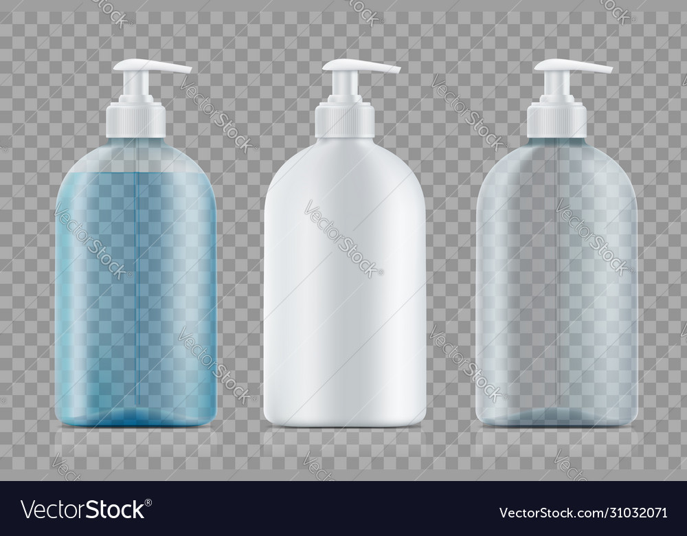 Set bottles package with soap and empty Royalty Free Vector