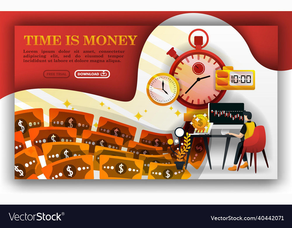 time-is-money-metaphor-of-a-money-machine-a-man-vector-image