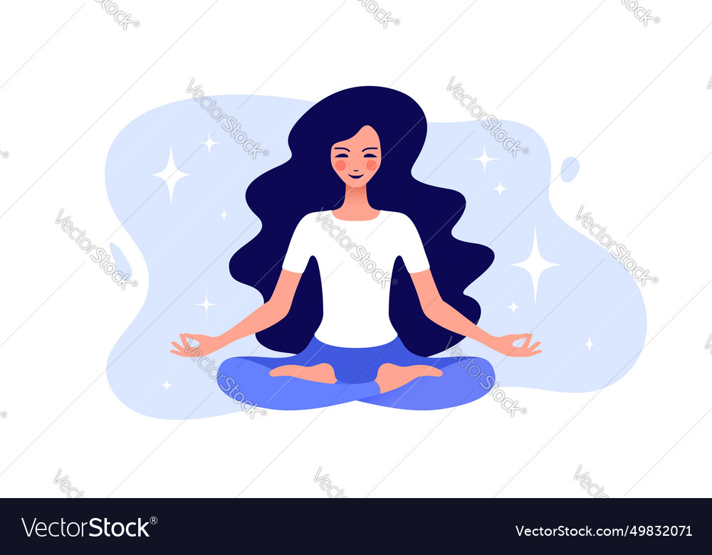 Woman In Yoga Meditation Pose Royalty Free Vector Image