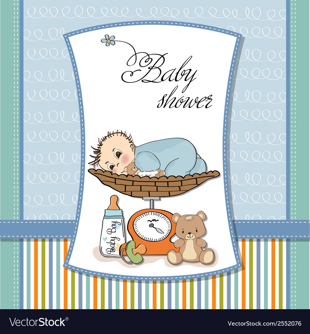 Baby boy weighed on the scale Royalty Free Vector Image