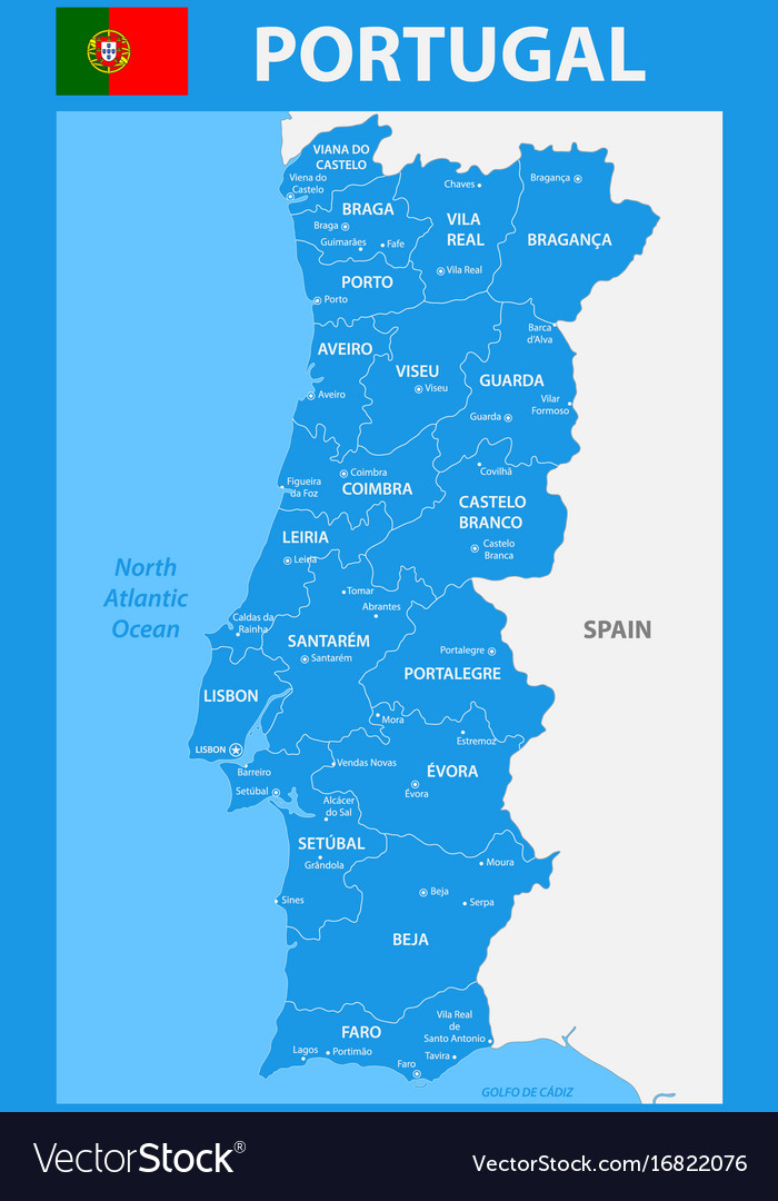 A Large, Detailed Map Of Portugal With All Islands, Regions And