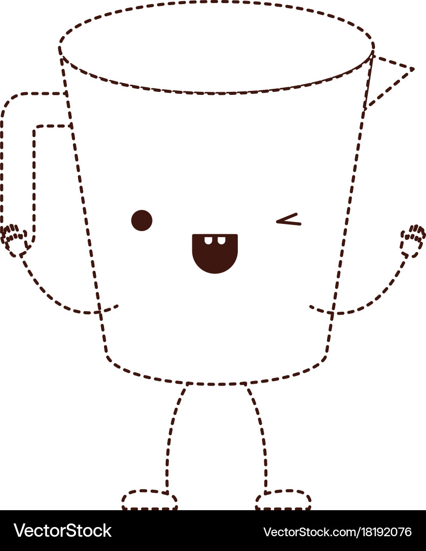 Jar with handle cartoon dotted silhouette brown Vector Image