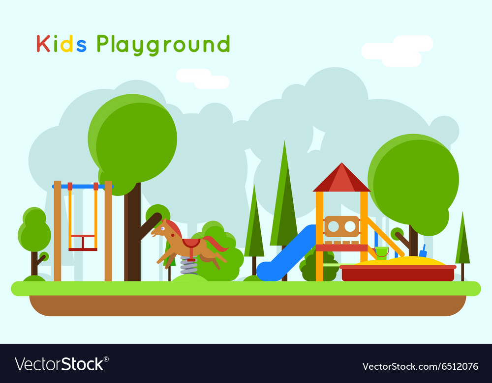 Kids playground flat concept background Royalty Free Vector