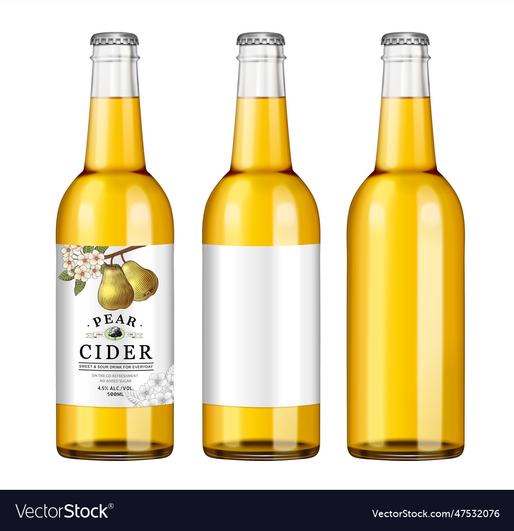 Pear cider bottle mockup Royalty Free Vector Image