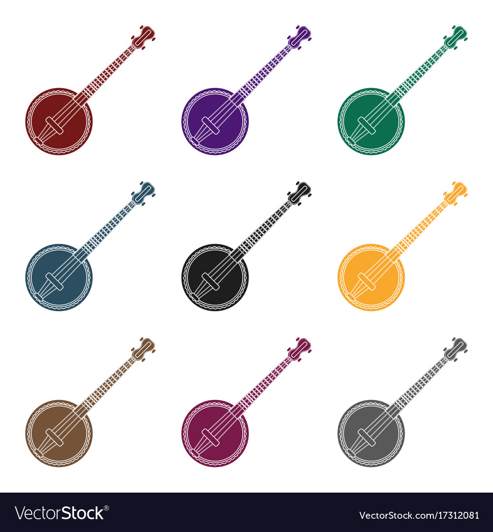 Banjo icon in black style isolated on white Vector Image