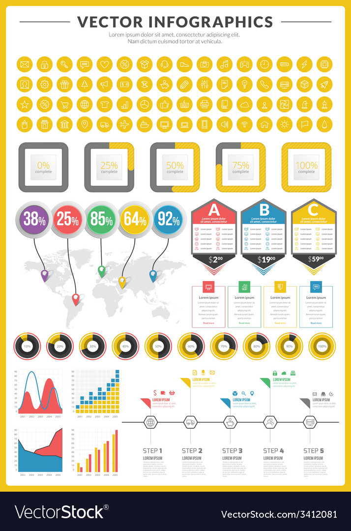 Big pack of data visualization infographics