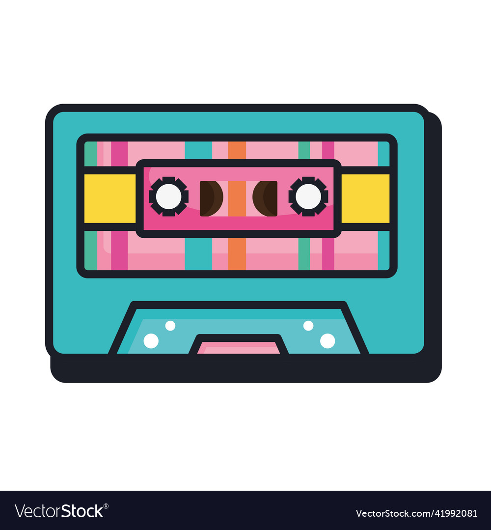 Cassette nineties patch Royalty Free Vector Image